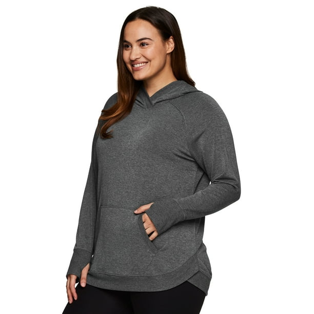 RBX Active Womens Plus Size French Terry Long Sleeve Pullover Hoody